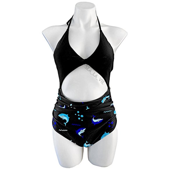 Ruched Twist-Front Cut-Out High-Waisted Monokini - Picture 5 of 13